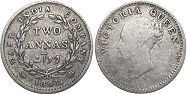 монета Ост-Индская компания 2 анны 1841