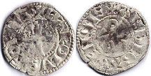 монета Анжу денье 1246-1285