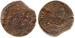 монета Шарлевиль двойной денье 1639