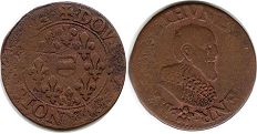 монета Буабель-Анришемон двойной денье 1636