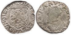 монета Бургундия (Франш-Конте) денье 1593
