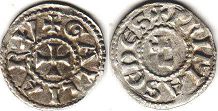 монета Лион денье без даты (XIII-XIV в.)