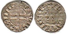 монета Пуатье денье 1241-1271