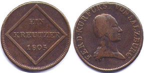 монета Зальцбург 1 крейцер 1805