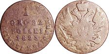 монета Польша 1 грош 1823