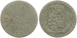 монета Польша 10 грошей 1813
