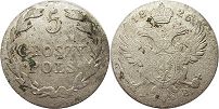 монета Польша 5 грошей 1826