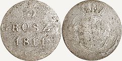монета Польша 5 грошей 1811