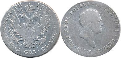 монета Польша 5 злотых 1817