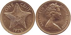 монета Багамы 1 цент 1970