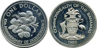 монета Багамы 1 доллар 1983