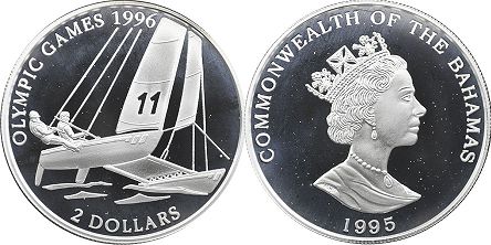 монета Багамы 2 доллара 1995
