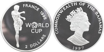 монета Багамы 2 доллара 1997