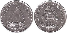 монета Багамы 25 центов 1979
