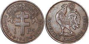 монета Камерун 1 франк 1943