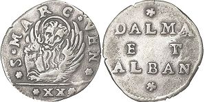 монета Венецианская Албания 20 сольди
