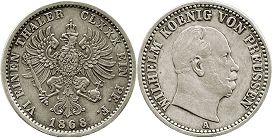 монета Пруссия 1/6 талера 1868