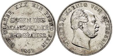 монета Пруссия 1 талер 1862