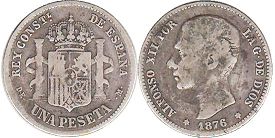 монета Испания 1 песета 1876
