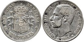 монета Испания 1 песета 1883