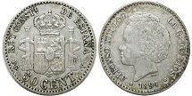 монета Испания 50 сентимо 1894