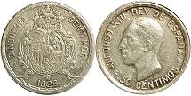 монета Испания 50 сентимо 1926