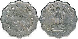 монета Индия 1 анна 1950