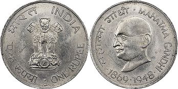 монета Индия 1 рупия 1969