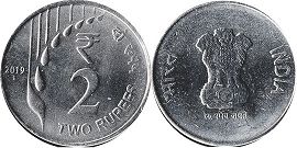 монета Индия 2 рупии 2019