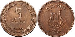 монета Израиль 5 пруто 1949
