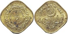 монета Пакистан 1/2 анны 1955