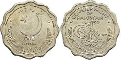 монета Пакистан 1 анна 1950