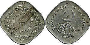 монета Пакистан 2 анны 1956