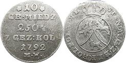монета Польша 10 грошей 1792