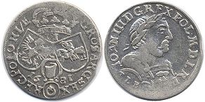 монета Польша шостак 1681
