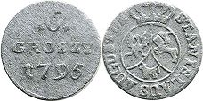 монета Польша 6 грошей 1795