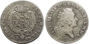 монета Польша 8 грошей 1767