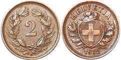 монета Швейцария 2 раппена 1932