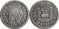 монета Мексика 1-2 реал 1757
