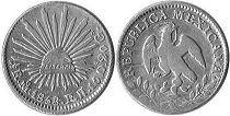 монета Мексика 1/2 реала 1858