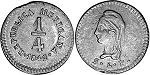 монета Мексика 1/4 реала 1842