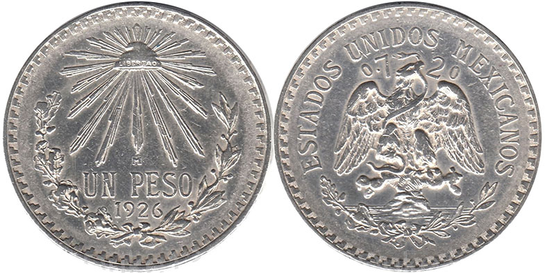 монета Мексика 1 песо 1923