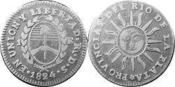 монета Аргентина 1 реал 1824
