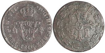 монета Мексика сеньял 1816