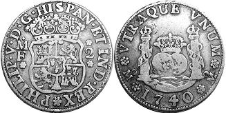 монета Мексика 2 реала 1740