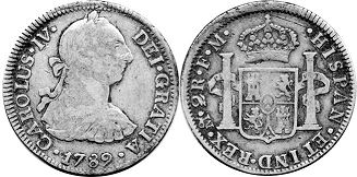 монета Мексика 2 реала 1789