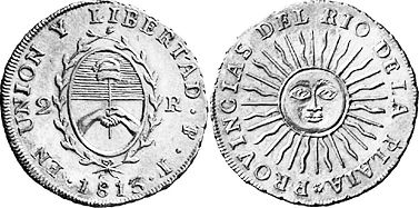 монета Аргентина 2 реала 1813