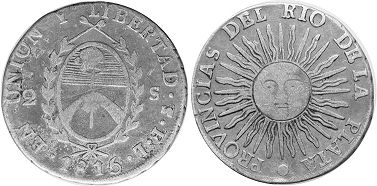 монета Аргентина 2 соля 1815