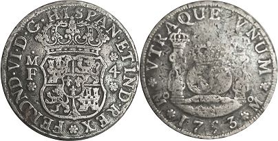 монета Мексика 4 реала 1753