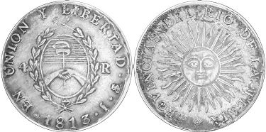 монета Аргентина 4 реала 1813